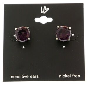 Bundle #2 pairs of jewel Round Crystal stud earrings ,Amethyst and Citron